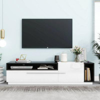 Ivy Bronx UV High-Gloss TV Stand With Silver Handles And Spacious Storage Space