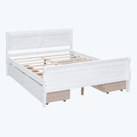Alcott Hill Wood Platform Bed with 4 Drawers and Streamlined Headboard & Footboard