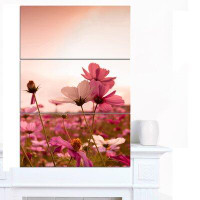Made in Canada - Design Art 'Meadow with Beautiful Cosmos Flowers' 3 Piece Photographic Print on Wrapped Canvas Set