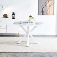 Wrought Studio 42.1"WHITE Table cross leg Mid-century Dining Table