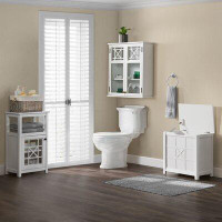 Rosalind Wheeler Hembree 3 Pc Bathroom Set With Wall Mounted Cabinet, Hamper And Floor Cabinet