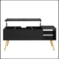 George Oliver Coffee Table, Computer Table, Solid Wood Leg Rest, Large Storage Space, Can Be Raised And Lowered Desktop