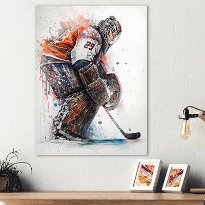 Red Barrel Studio Gardien de but pendant le match de hockey IV - Impression sur toile in Arts & Collectibles in Québec