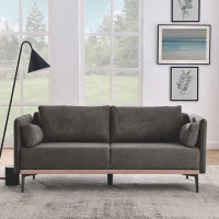 Wrought Studio 3-Seat Couch with Stainless Steel Trim and Metal Legs