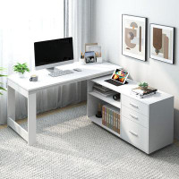 Latitude Run® L-Shape Executive Desk With Storage Cabinet