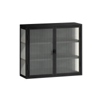 Rebrilliant 27.56"Glass Doors Modern Two-Door Wall Cabinet With Featuring Three-Tier Storage For Entryway Living Room Ba