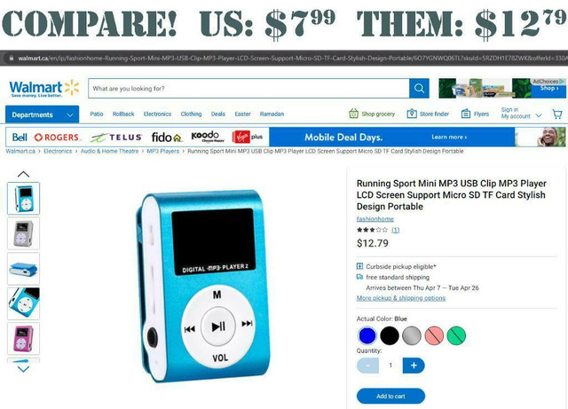DIGITAL MP3 PLAYERS AVAILABLE IN FOUR DIFFERENT COLOURS -- Big Box price $12.79 -- Our price only $7.99! in iPods & MP3s - Image 3