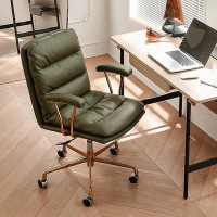 WONERD 34.25" Green Genuine Leather Executive Office chair