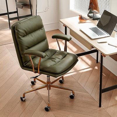 WONERD 34.25" Green Genuine Leather Executive Office chair dans Chaises, Fauteuils inclinables