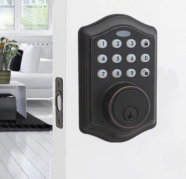 Smart door lock deadbolt with 50 Codes and 1-Touch Auto-Locking and Alarm -- Black color in General Electronics in Toronto (GTA) - Image 3