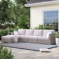 Birch Lane™ Carvis Fully Assembled 122'' Wide Outdoor Wicker Reversible Patio Sectional with Cushions