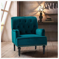 Charlton Home Armchair with Rubberwood Legs and Nailhead Trim