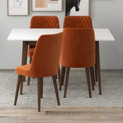 Corrigan Studio Adir Modern Solid Wood Dining Table And Chair Set Dining Room Furniture Set