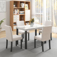Latitude Run® Five piece dining set with imitation marble tabletop