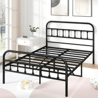 August Grove August Grove® Full Platform Bed Frame With Headboard, Metal Full Size Bed Frame For Adults Teens Kids, Rust