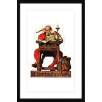Vault W Artwork Santa at His Desk by Norman Rockwell - Picture Frame Print