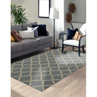 The Conestoga Trading Co. Elegant & Stylish Hand-Woven Luxurious Wool Indoor Geometric  Blue Beige Colour Rectangle Area