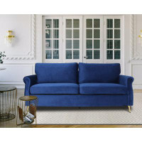 House of Hampton 78"velvet Rolled Arm Sofa