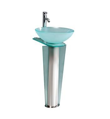 Vitale 16.5 Inch Modern Glass Bathroom Pedestal in Cabinets & Countertops - Image 3