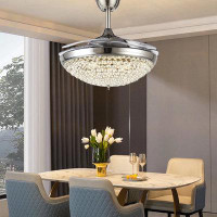 Rosdorf Park LED Crystal Ceiling Fan With Remote Control And Light Kit Included