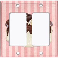 WorldAcc Metal Light Switch Plate Outlet Cover (Chocolate Layered Vanilla Cake Swirls - Single Toggle)