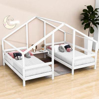 Viv + Rae Broadwater Double Twin Size House Style Platform Beds With Built-In Table