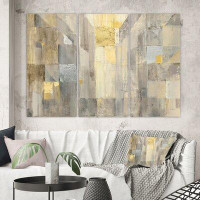 Made in Canada - East Urban Home Gold Square Watercolor - Wrapped Canvas Painting Print