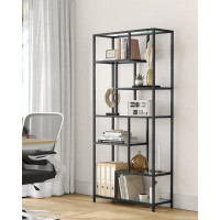 Hokku Designs Bookshelf, 6-Tier Tall Bookcase, Display Shelf, Plant Stand, 11.8 X 31.5 X 70.9 Inches, Tempered Glass, Fo