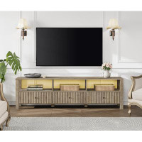 Winston Porter Winston Porter Modern TV Stand With Yellow LED Light, Vintage Grey Entertainment Center For 55/65/75 Inch