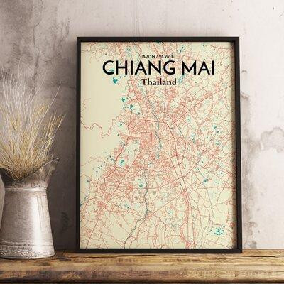 Made in Canada - Wrought Studio 'Chiang Mai City Map' Graphic Art Print Poster in Tricolor in Arts & Collectibles