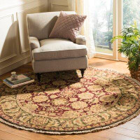 Birch Lane™ Icaria Hand-Knotted Wool Burgundy/Green Area Rug
