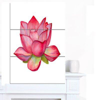 Made in Canada - Design Art 'Pink Lotus Watercolor Illustration' 3 Piece Graphic Art on Wrapped Canvas Set