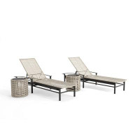 Winston Jasper Lounge Set with 2 Chaise Lounges, 2 Drum Stools/Side Tables