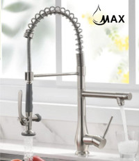 Pre-Rinse Kitchen Faucet Chef Style Pull-Down With Separate Pot Filler Spout Brushed Nickel 22