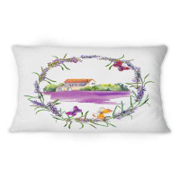 East Urban Home Rural Farm And Lavender Field In Garland -1 Country Printed Throw Pillow