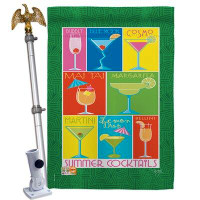 Breeze Decor Summer Drinks - Impressions Decorative Aluminum Pole & Bracket House Flag Set HS117027-BO-02