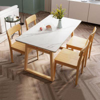 Orren Ellis Rock plate dining table and chair combination simple solid wood dining table(4 chairs)