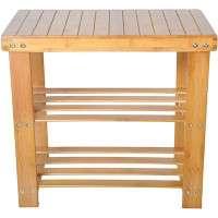 Ivy Bronx 2-Tier Bamboo Shoe Bench Rack, Small Shoe Bench, Entryway Bench,For Bathroom Bedroom Entrance Small Apartments