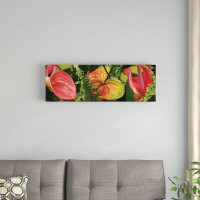 East Urban Home 'Close-Up of Anthurium Plant and Fern Leaves' Photographic Print on Canvas