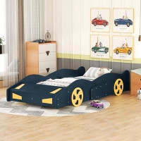 Zoomie Kids Alajhia Car-Shaped Platform Bed with Wheels and Storage, Bed Frame