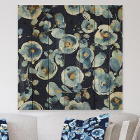 Made in Canada - East Urban Home Indigold metallic Flower Pattern - Floral Print on Natural Pine Wood