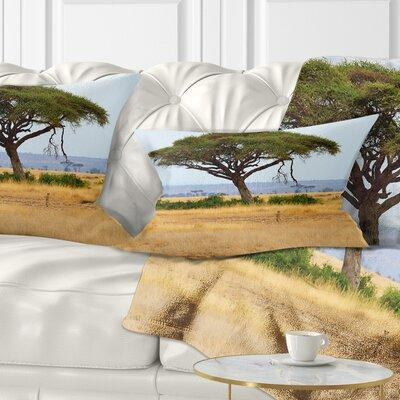 Made in Canada - East Urban Home African Landscape Printed Acadia Tree and Cheetah in Africa Lumbar Pillow in Bedding