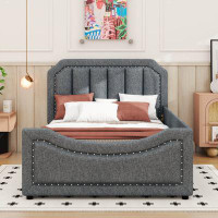 Red Barrel Studio Twin Size Storage Upholstered Hydraulic Platform Bed With Nailhead Decoration