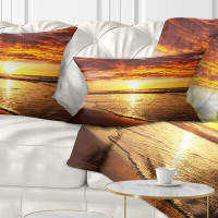 Made in Canada - East Urban Home Seascape Vibrant Sun and Calm Waves Lumbar Pillow