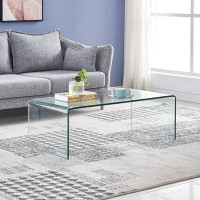 Orren Ellis Glass Coffee Table, Modern Tempered Clear Coffee Tables for Living Room, Modern Small Glass Tables — Outdoor