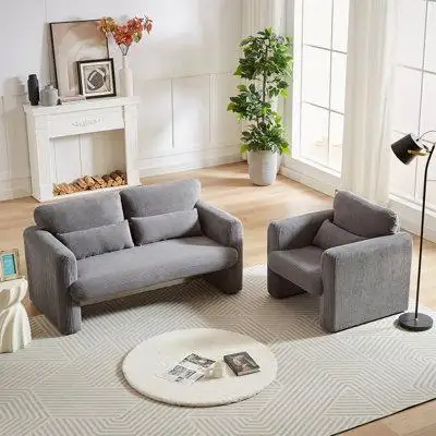 Transform your living area with the 2-Piece Corduroy Living Room Set featuring a 60 loveseat and a 3...