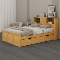 Red Barrel Studio Full Size Wood Pltaform Bed With Win Size Trundle And Drawers