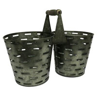 Gracie Oaks Ariad Double Olive Bucket Metal Pot Planter