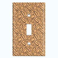 WorldAcc Metal Light Switch Plate Outlet Cover (Coffee Beans Tan Black - Single Toggle)