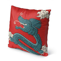 East Urban Home DRAGON ON PINK Indoor|Outdoor Pillow By East Urban Home